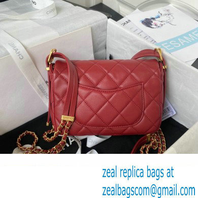 Chanel Lambskin & Gold-Tone Metal Mini Flap Bag AS4340 Burgundy 2023